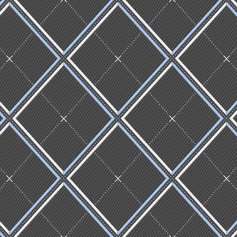 Tissu tricoté double jacquard à carreaux gris et bleu